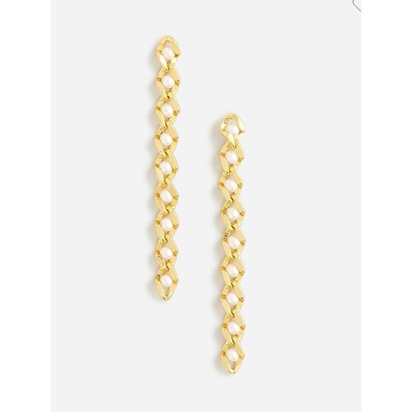 J.Crew Linear Pearl Chain Earrings CA140 - Picture 1 of 4